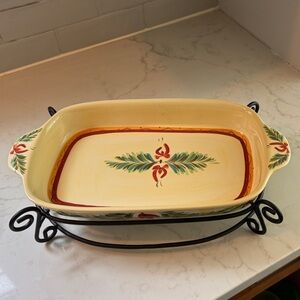 Decorative Ceramic Baking Dish with Stand
